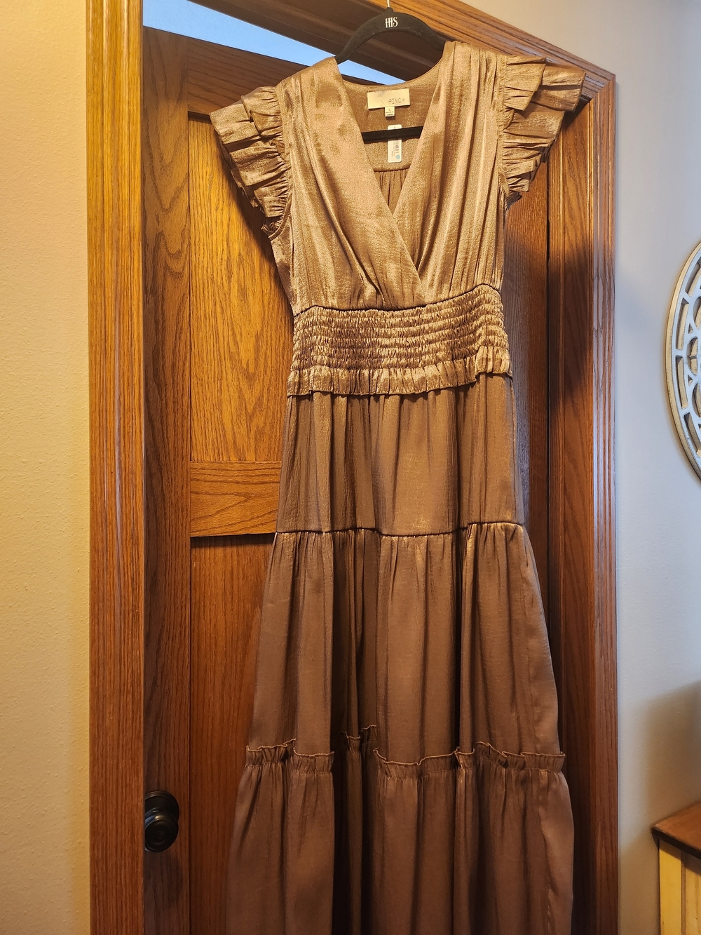 Pinch Bronze Tiered V-Neck Maxi Dress
